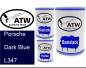 Preview: Porsche, Dark Blue, L347: 500ml Lackdose + 500ml Klarlack + 250ml Härter - Set, von ATW Autoteile West.